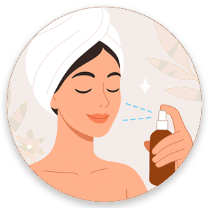 Close your eyes and mist evenly across the face and neck.